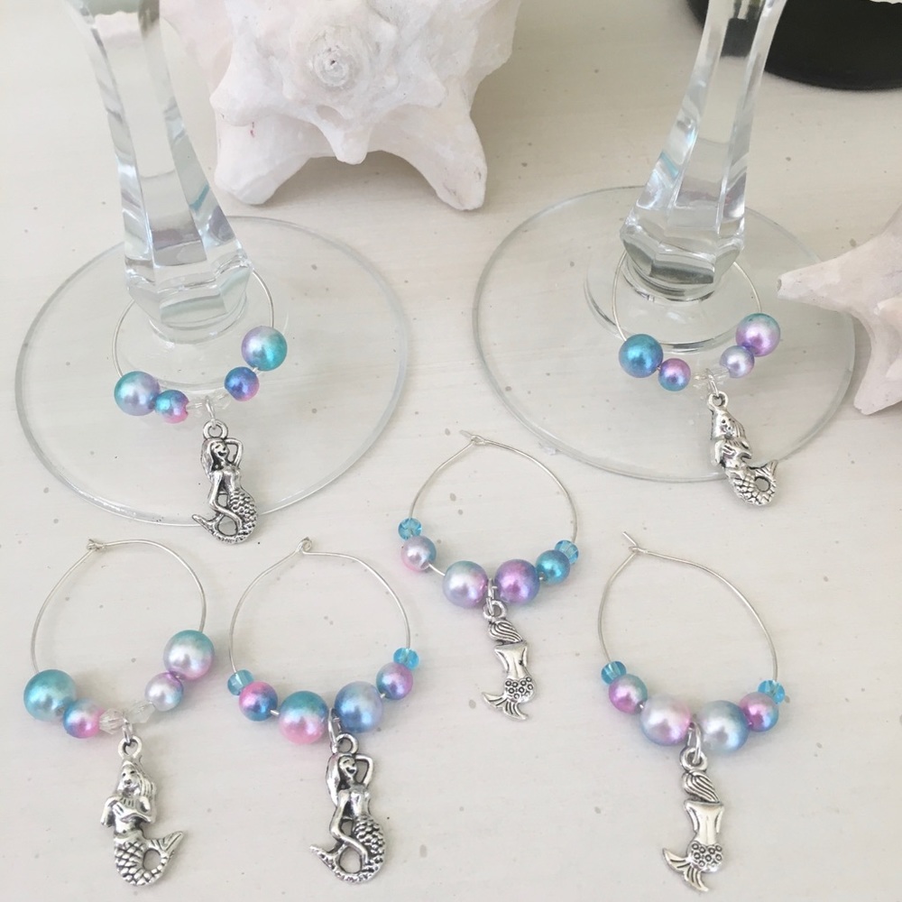 🧜🏼‍♀️Host pick!! Mermaid Theme Wine Glass Charms